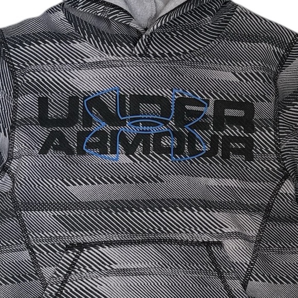 Under Armour Boys Hoodie Gray Black Logo Size 7 - Picture 4 of 12